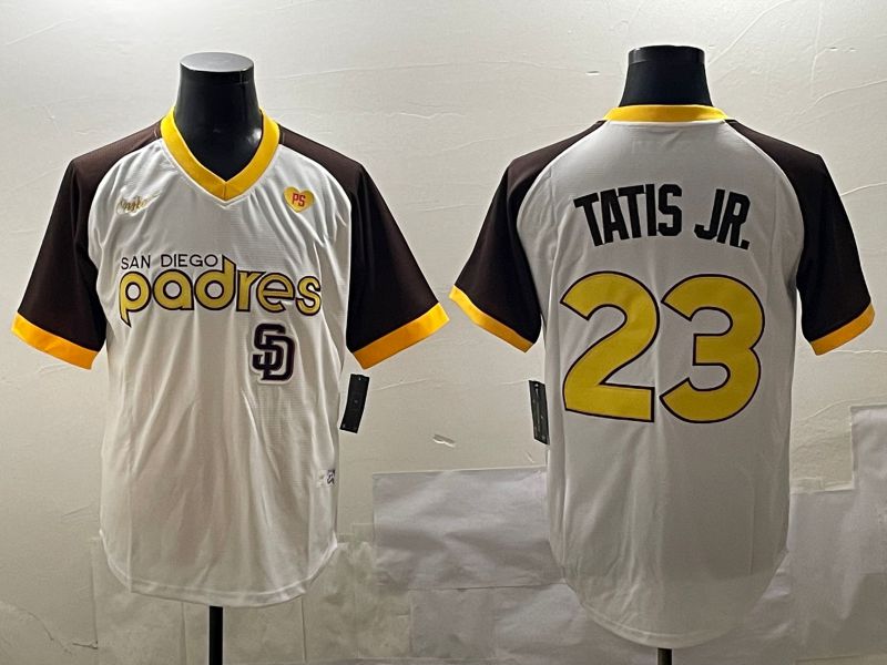 Men San Diego Padres #23 Tatis jr White Throwback Game 2025 Nike MLB Jersey style 2